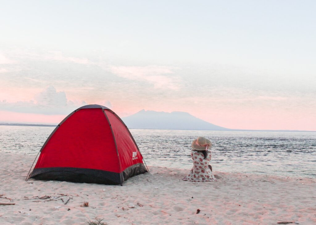 a girl enjoying free camping on great ocean road