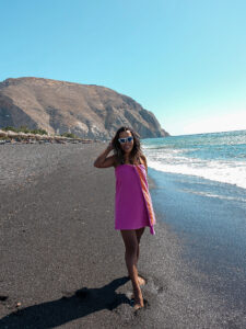 Perissa black sand beach